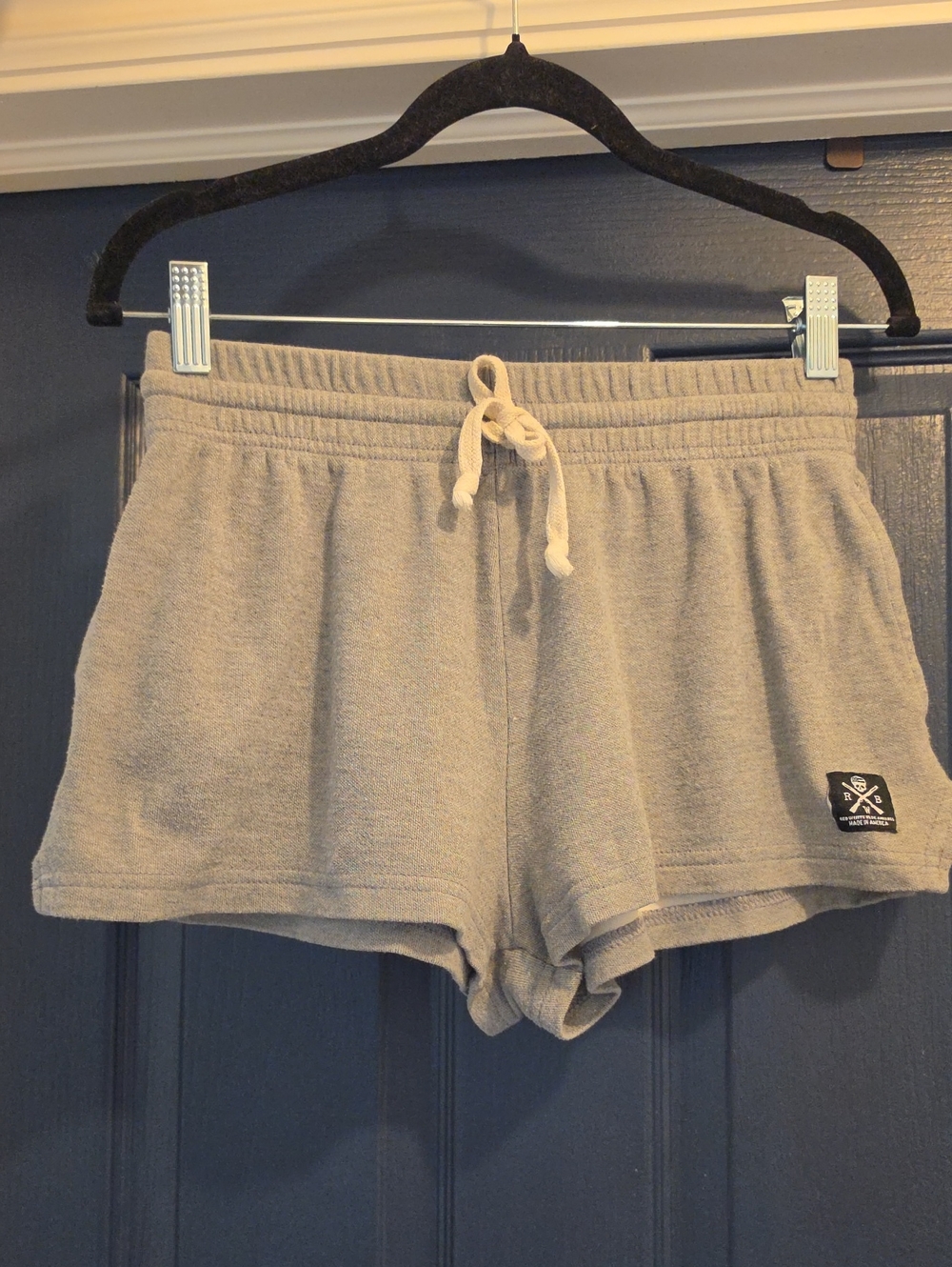Red White Blue Apparel Womens Medium Terry Drawstring Athletic Shorts - Gray